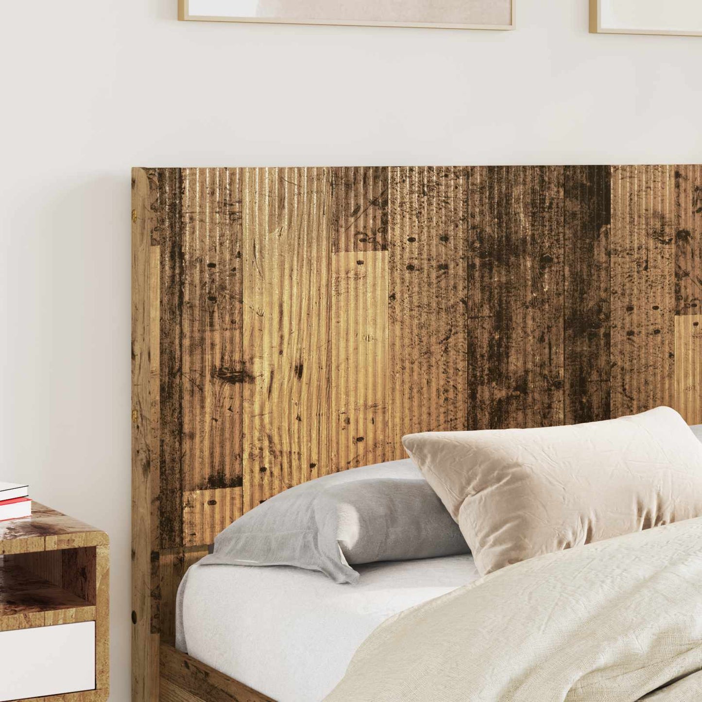 vidaXL Bed Frame with Storage and Headboard Old wood Engineered Wood