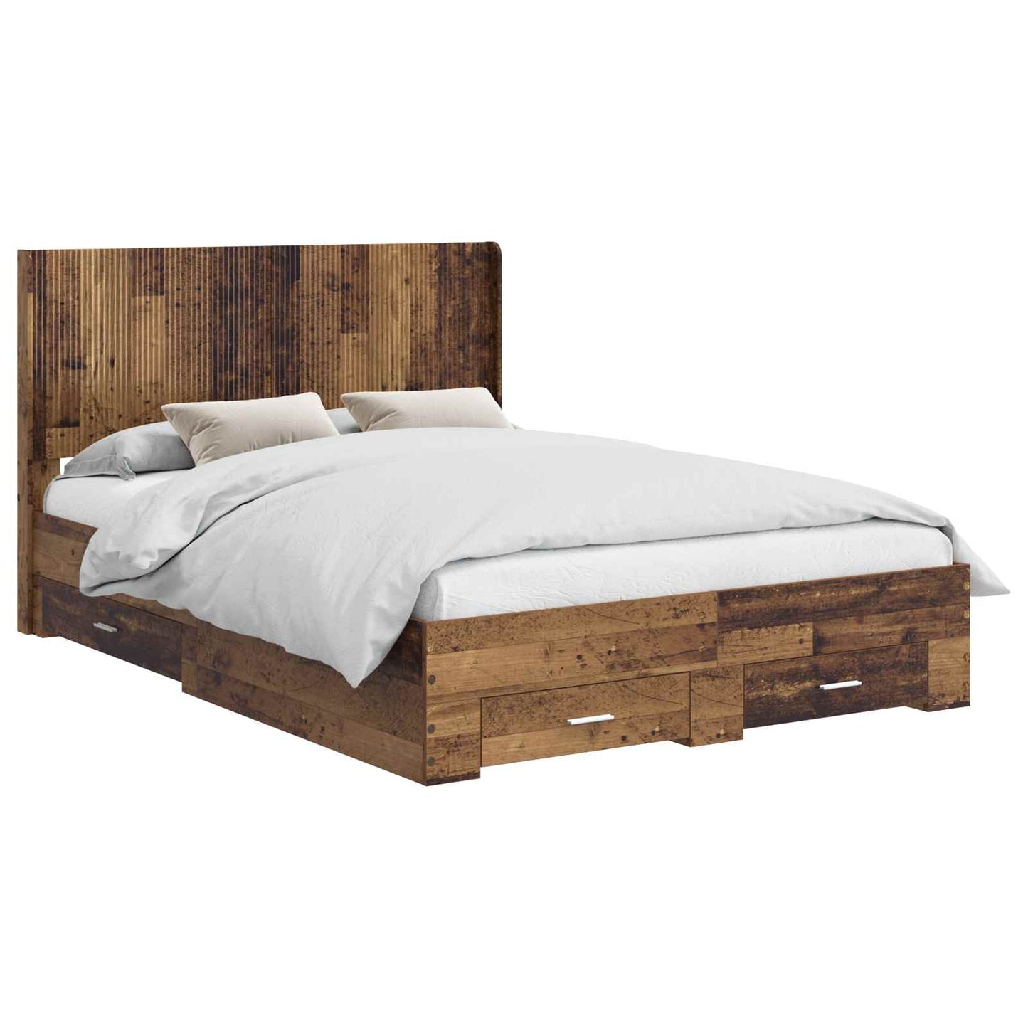 vidaXL Bed Frame with Storage and Headboard Old wood Engineered Wood