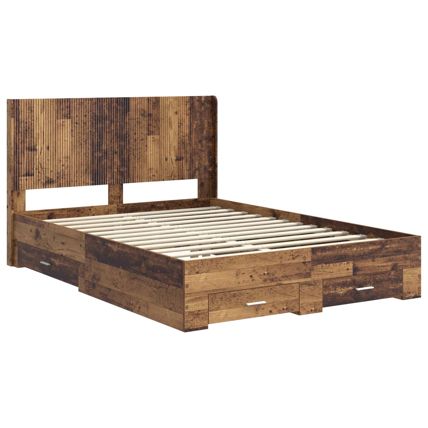 vidaXL Bed Frame with Storage and Headboard Old wood Engineered Wood