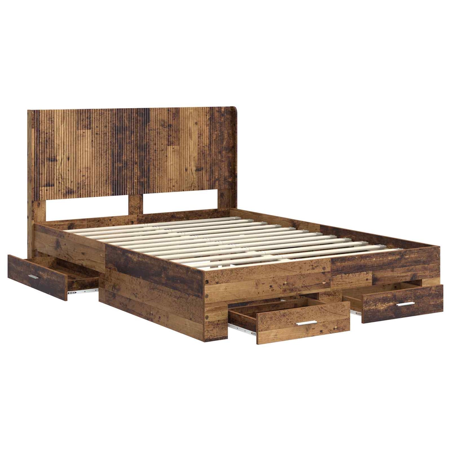 vidaXL Bed Frame with Storage and Headboard Old wood Engineered Wood