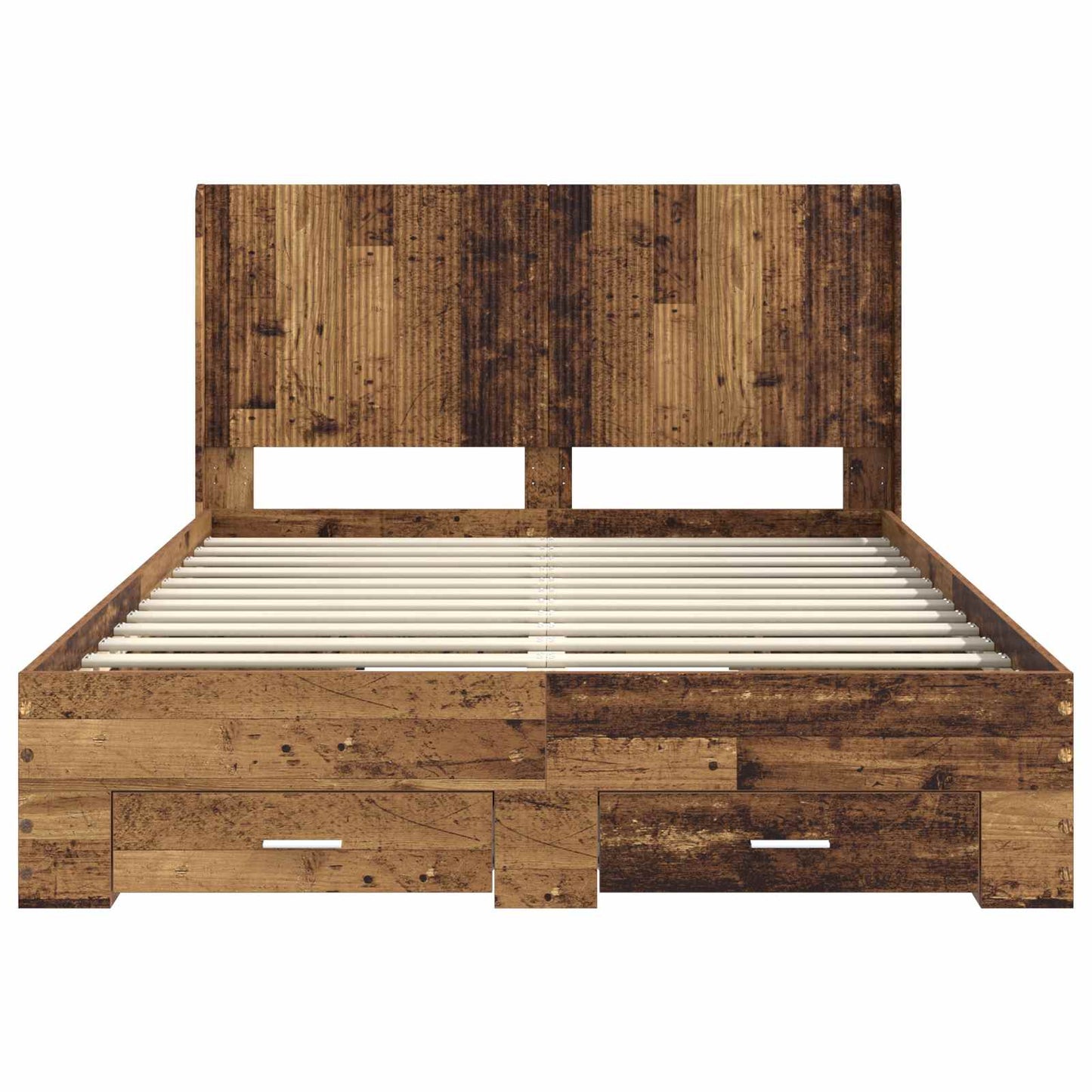 vidaXL Bed Frame with Storage and Headboard Old wood Engineered Wood