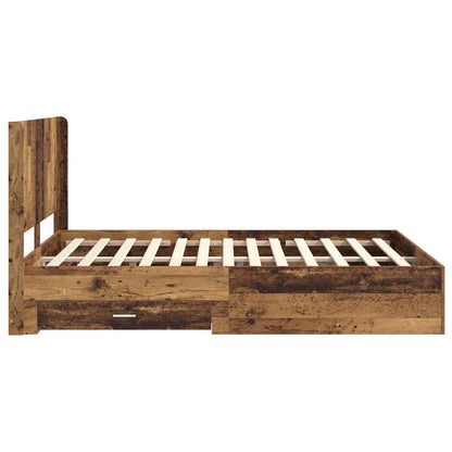 vidaXL Bed Frame with Storage and Headboard Old wood Engineered Wood