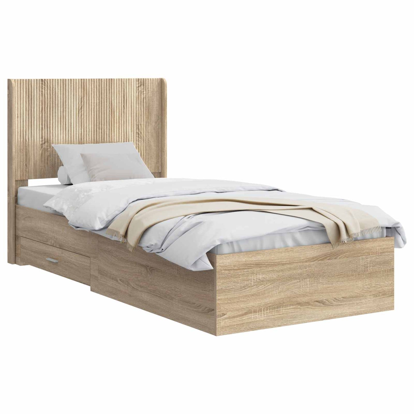 vidaXL Bed Frame with Storage and Headboard Sonoma Oak 100 x 200 cm