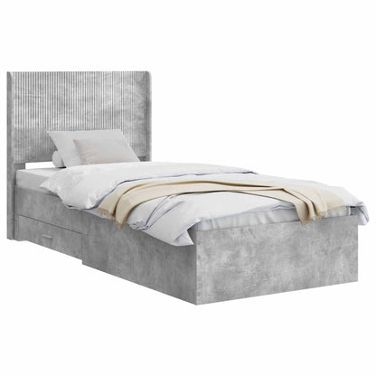 vidaXL Bed Frame with Storage and Headboard Concrete Grey 100 x 200 cm