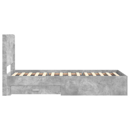 vidaXL Bed Frame with Storage and Headboard Concrete Grey 100 x 200 cm
