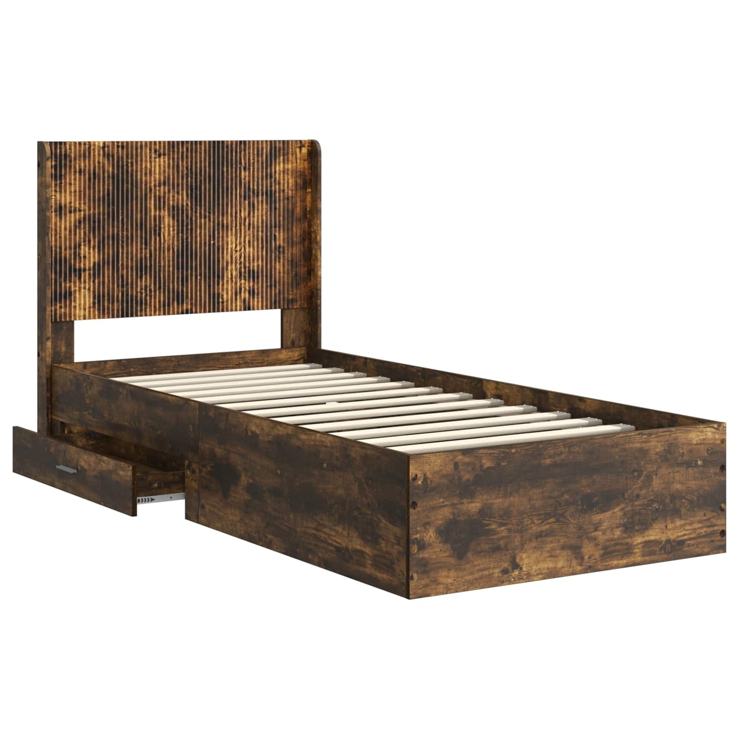 vidaXL Bed Frame with Storage and Headboard Smoked Oak 100 x 200 cm