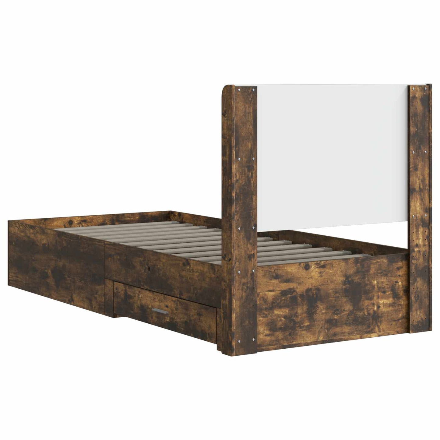 vidaXL Bed Frame with Storage and Headboard Smoked Oak 100 x 200 cm