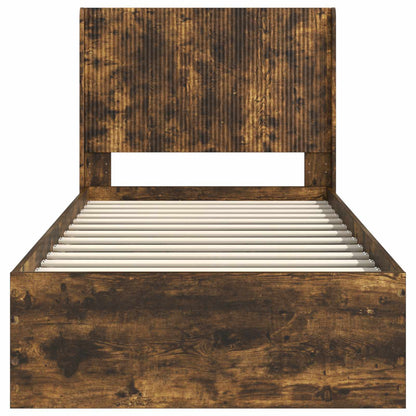 vidaXL Bed Frame with Storage and Headboard Smoked Oak 100 x 200 cm
