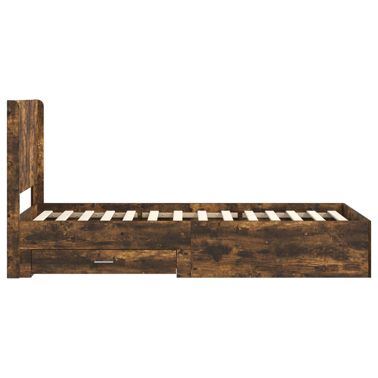 vidaXL Bed Frame with Storage and Headboard Smoked Oak 100 x 200 cm