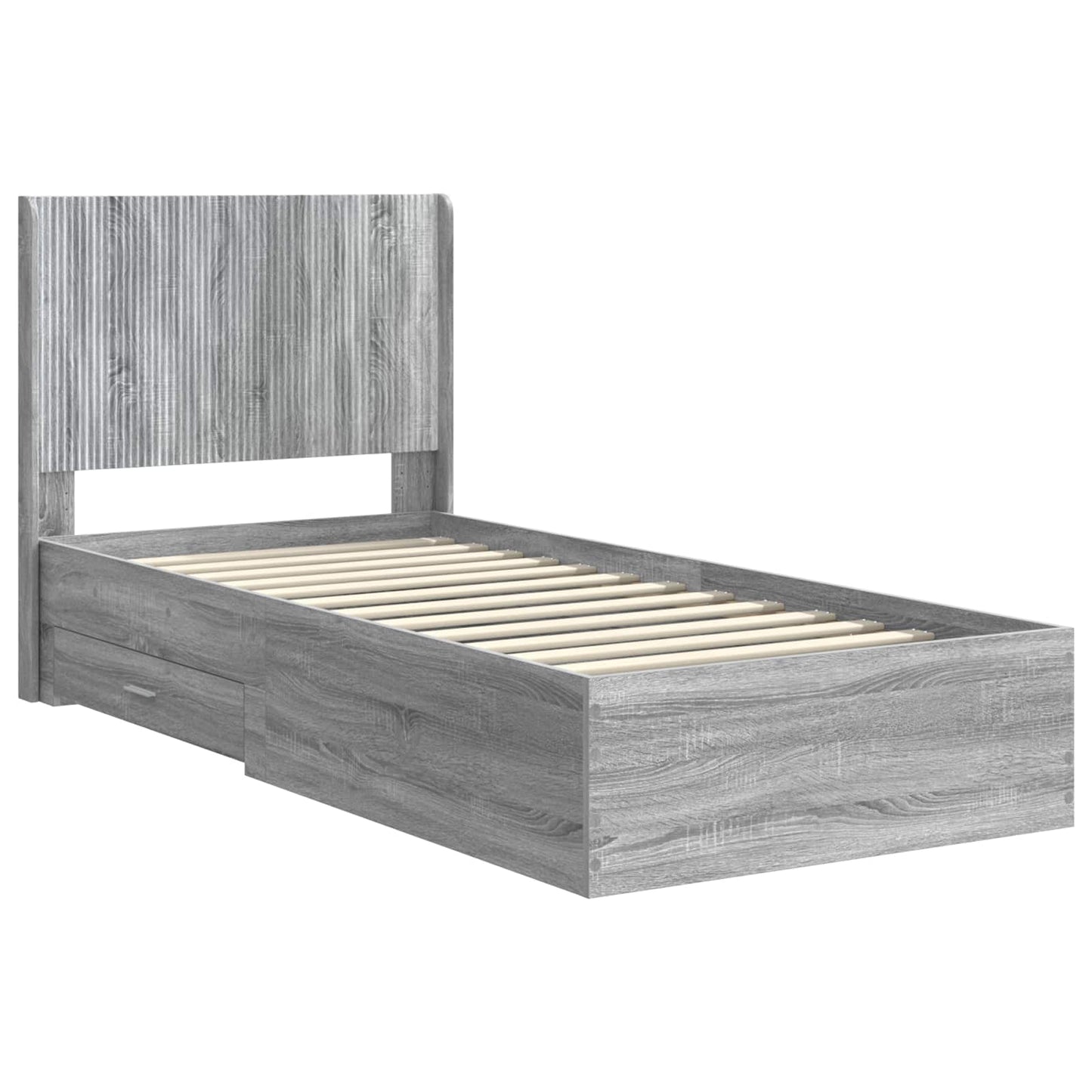 vidaXL Bed Frame with Storage and Headboard Grey Sonoma 100 x 200 cm