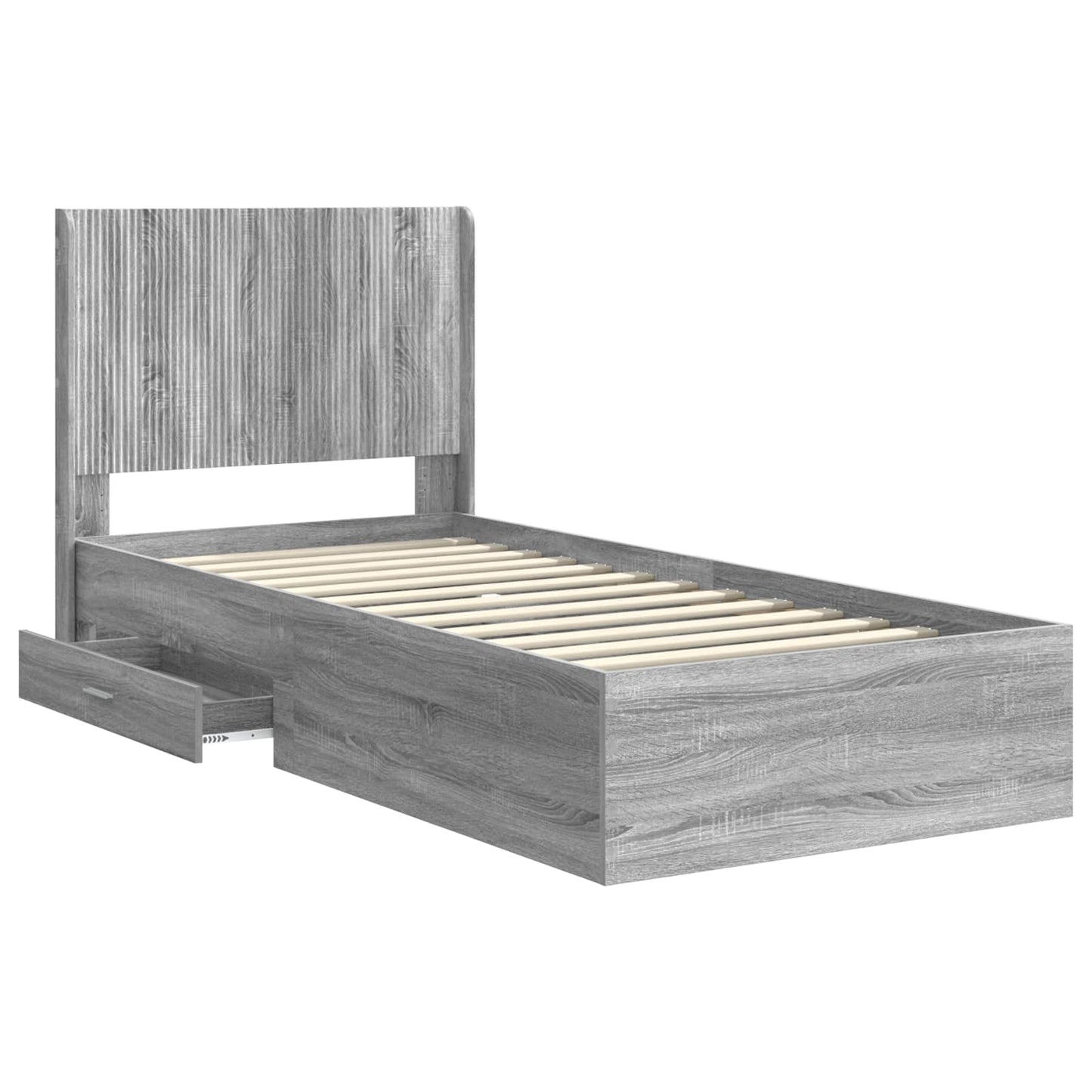 vidaXL Bed Frame with Storage and Headboard Grey Sonoma 100 x 200 cm