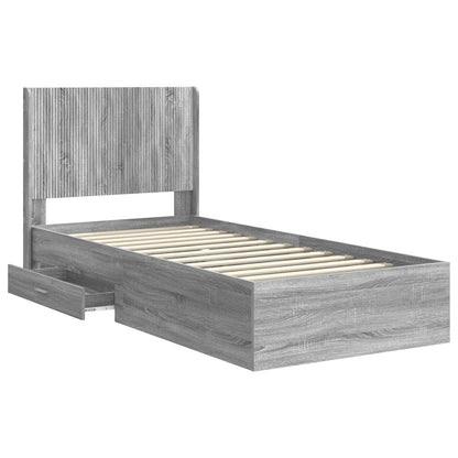 vidaXL Bed Frame with Storage and Headboard Grey Sonoma 100 x 200 cm