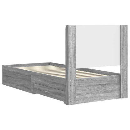 vidaXL Bed Frame with Storage and Headboard Grey Sonoma 100 x 200 cm