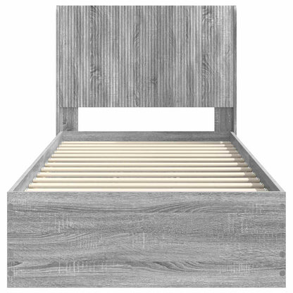 vidaXL Bed Frame with Storage and Headboard Grey Sonoma 100 x 200 cm
