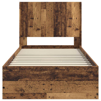 vidaXL Bed Frame with Storage and Headboard Old Wood 100 x 200 cm