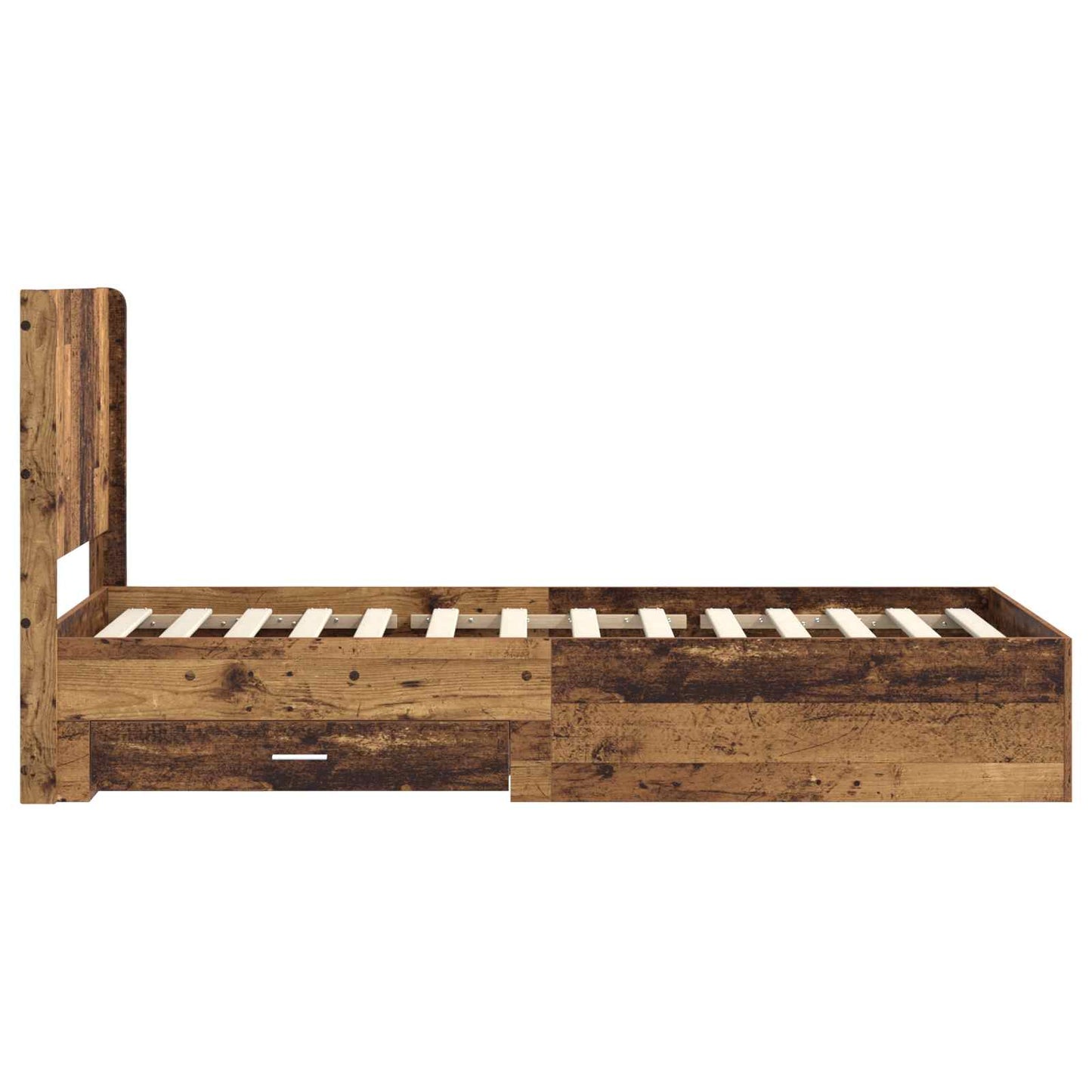 vidaXL Bed Frame with Storage and Headboard Old Wood 100 x 200 cm