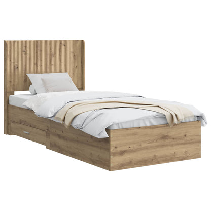 vidaXL Bed Frame with Storage and Headboard Artisan Oak 100 x 200 cm