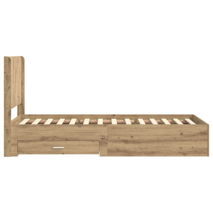 vidaXL Bed Frame with Storage and Headboard Artisan Oak 100 x 200 cm