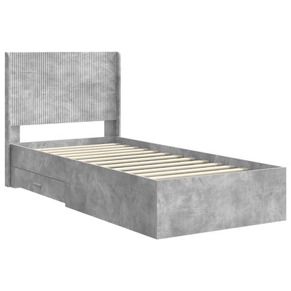 vidaXL Bed Frame with Storage and Headboard Concrete Grey 90 x 200 cm