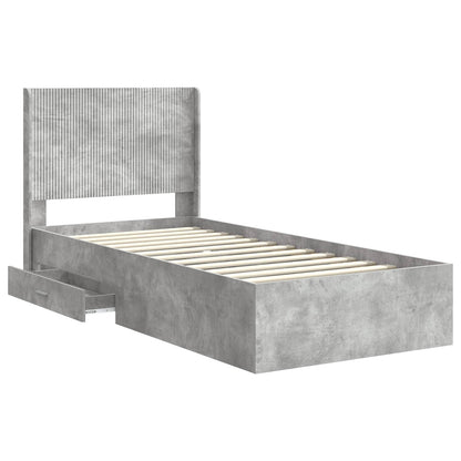 vidaXL Bed Frame with Storage and Headboard Concrete Grey 90 x 200 cm