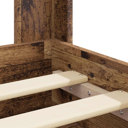 vidaXL Bed Frame with Storage and Headboard Old Wood 90 x 200 cm