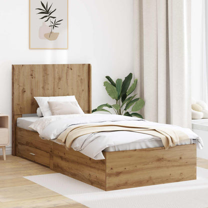 vidaXL Bed Frame with Storage and Headboard Artisan Oak
