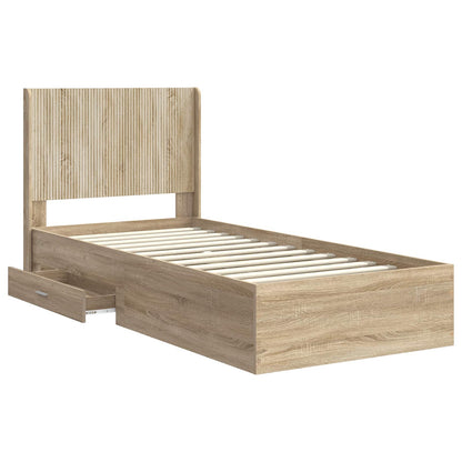 vidaXL Bed Frame with Storage and Headboard Sonoma Oak Engineered Wood