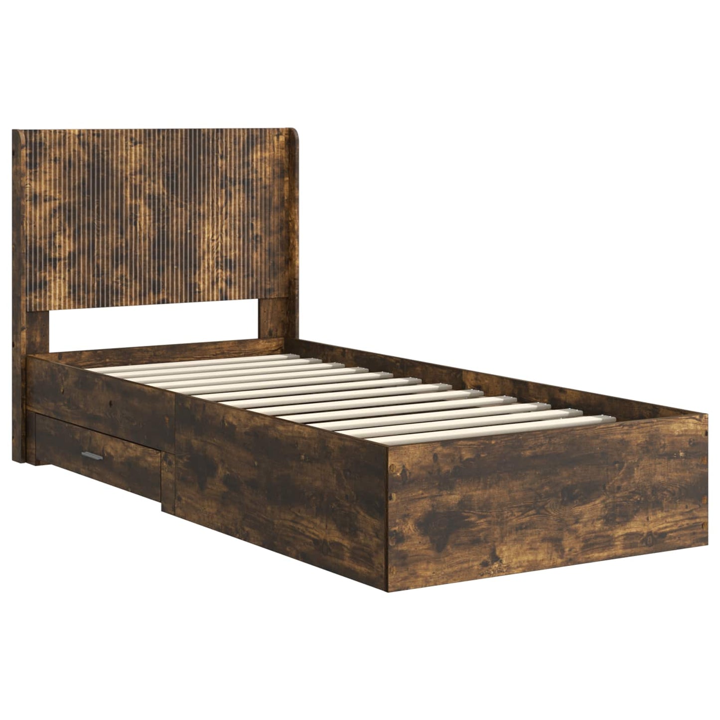 vidaXL Bed Frame with Storage and Headboard Smoked Oak 90 x 190 cm