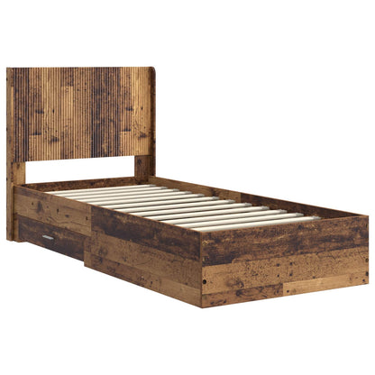vidaXL Bed Frame with Storage and Headboard Old Wood 90 x 190 cm