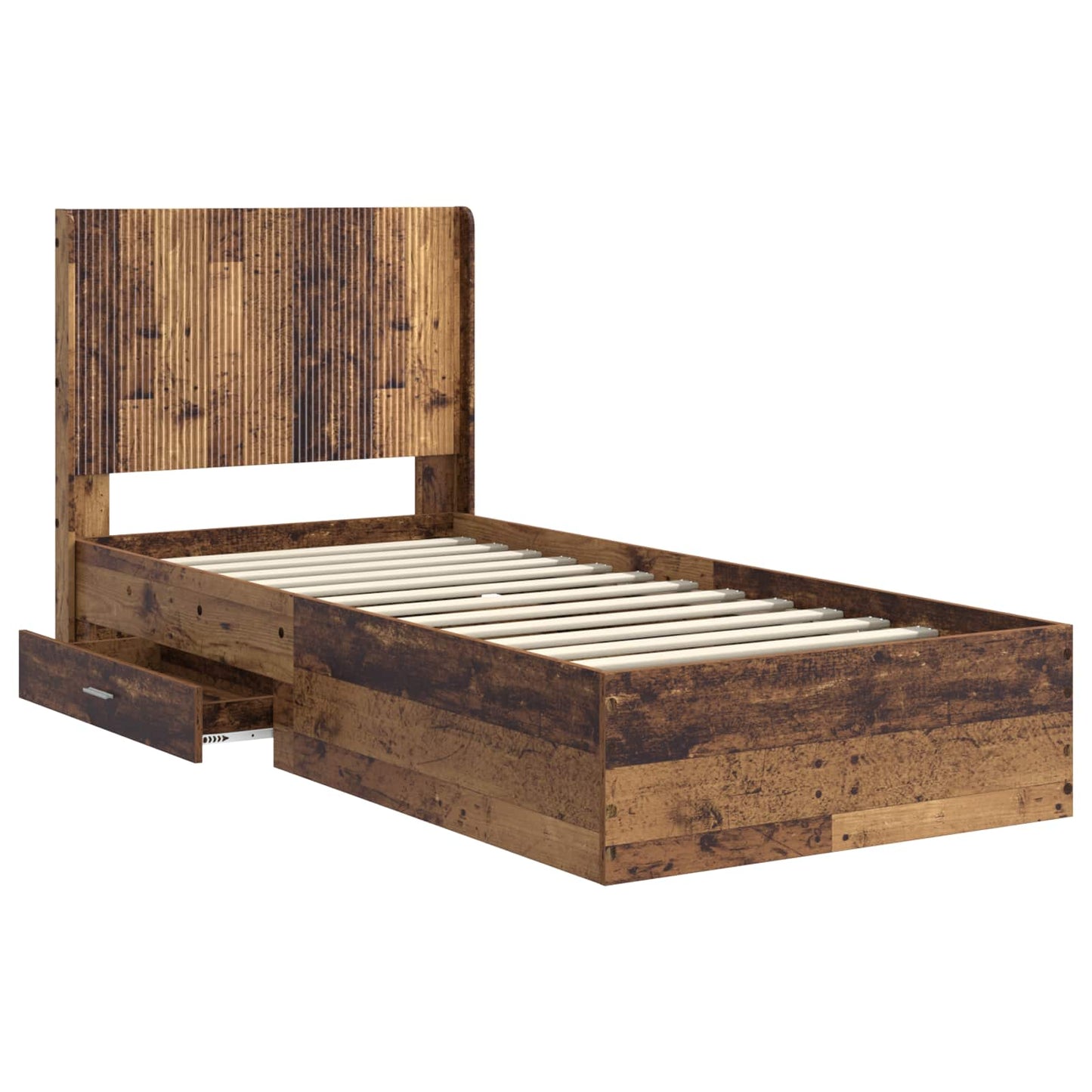 vidaXL Bed Frame with Storage and Headboard Old Wood 90 x 190 cm