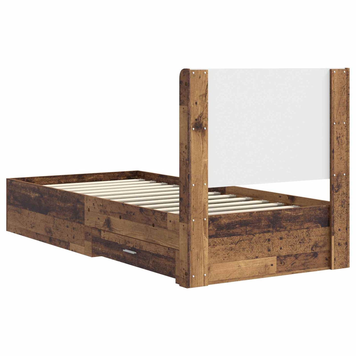 vidaXL Bed Frame with Storage and Headboard Old Wood 90 x 190 cm