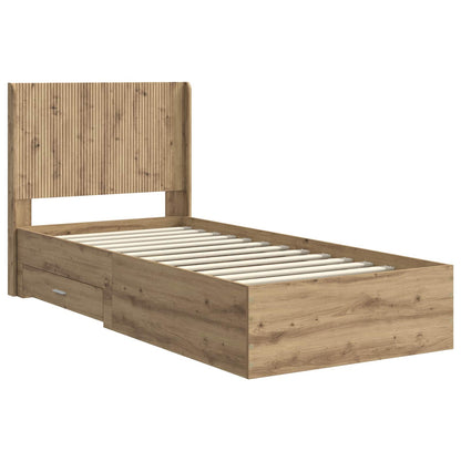vidaXL Bed Frame with Storage and Headboard Artisan Oak