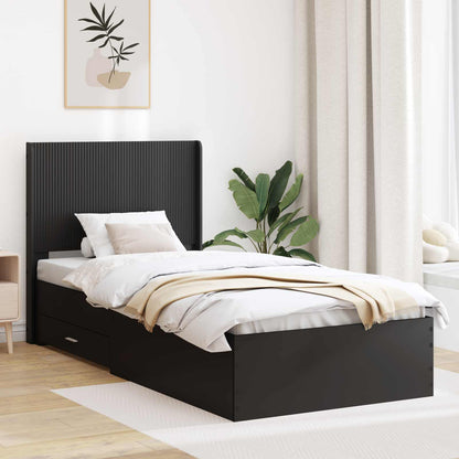 vidaXL Bed Frame with Storage and Headboard Black 75 x 190 cm