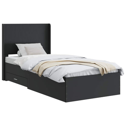 vidaXL Bed Frame with Storage and Headboard Black 75 x 190 cm
