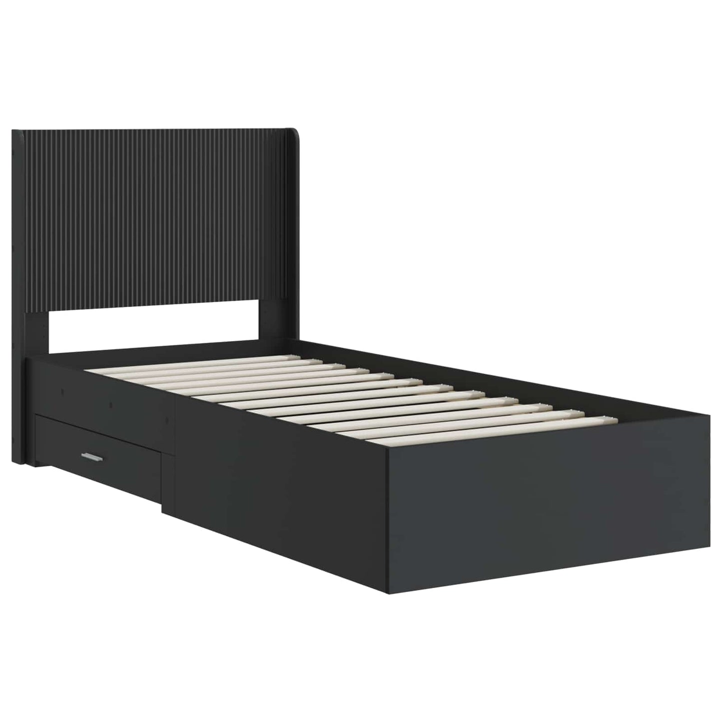 vidaXL Bed Frame with Storage and Headboard Black 75 x 190 cm