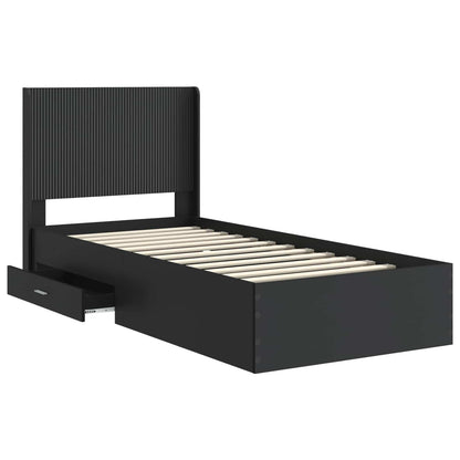 vidaXL Bed Frame with Storage and Headboard Black 75 x 190 cm