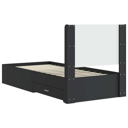 vidaXL Bed Frame with Storage and Headboard Black 75 x 190 cm