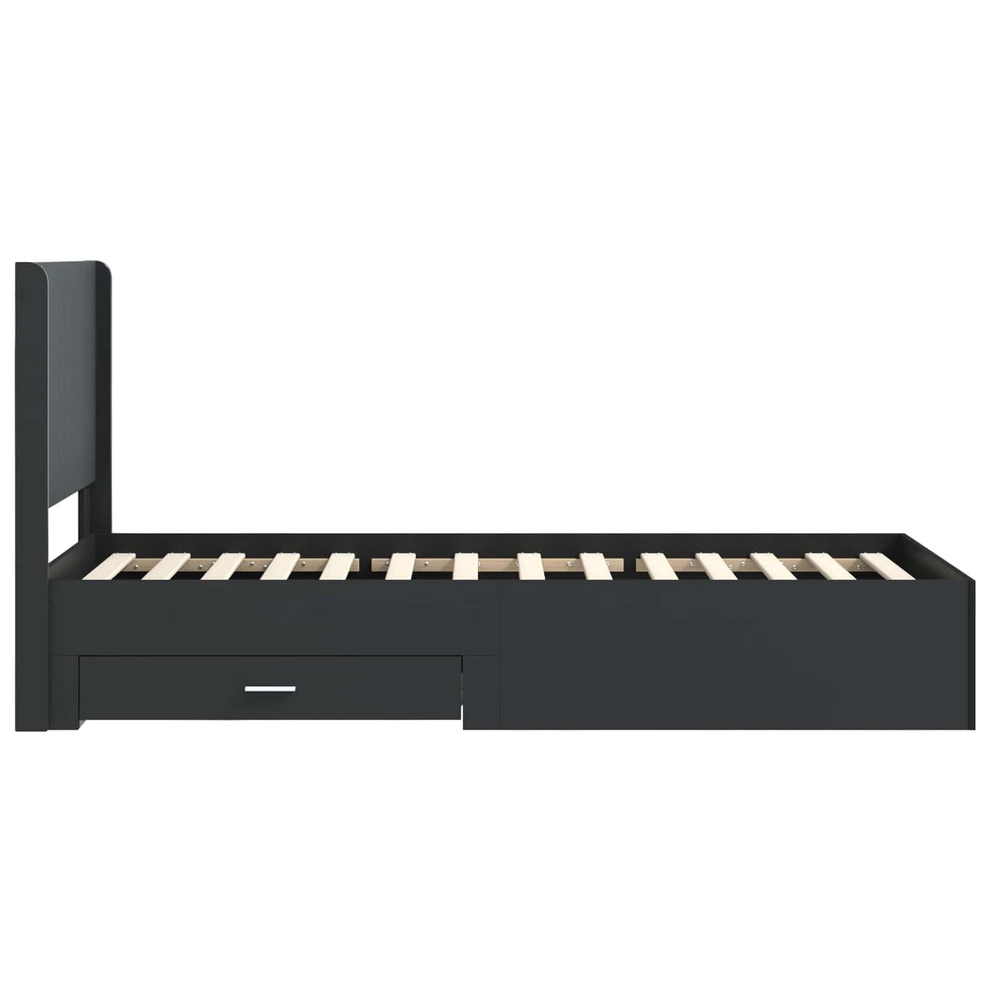 vidaXL Bed Frame with Storage and Headboard Black 75 x 190 cm