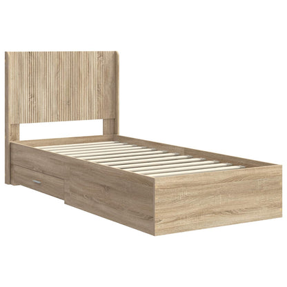 vidaXL Bed Frame with Storage and Headboard Sonoma Oak 75 x 190 cm