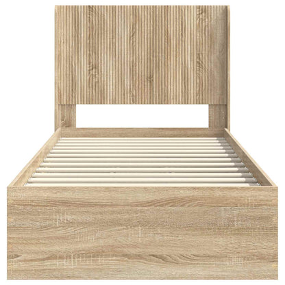 vidaXL Bed Frame with Storage and Headboard Sonoma Oak 75 x 190 cm