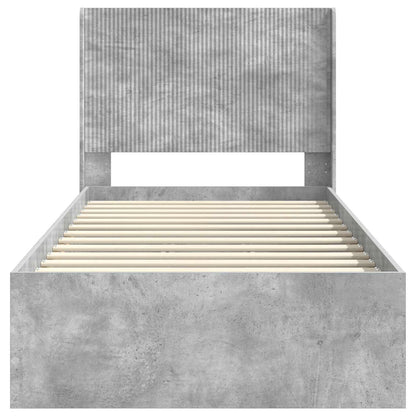 vidaXL Bed Frame with Storage and Headboard Concrete Grey 75 x 190 cm