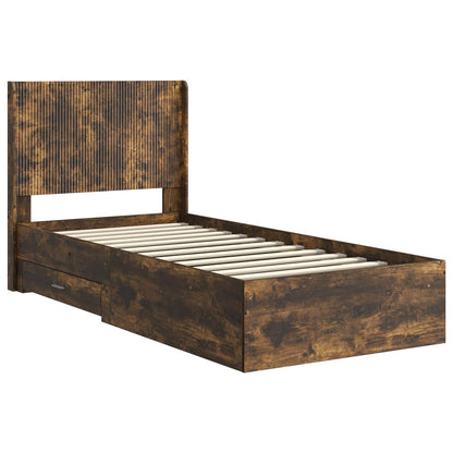vidaXL Bed Frame with Storage and Headboard Smoked Oak 75 x 190 cm