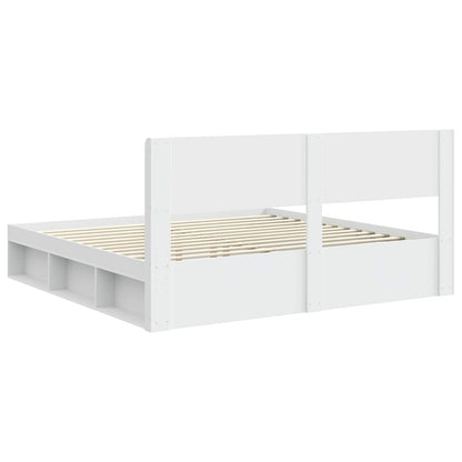 vidaXL Bed Frame with Storage and Headboard White 200 x 200 cm