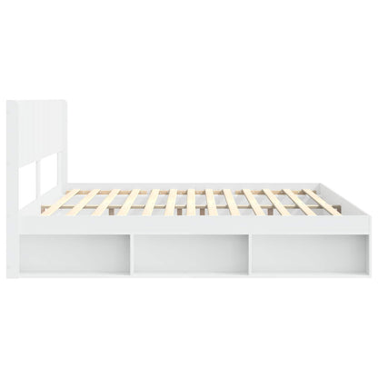 vidaXL Bed Frame with Storage and Headboard White 200 x 200 cm