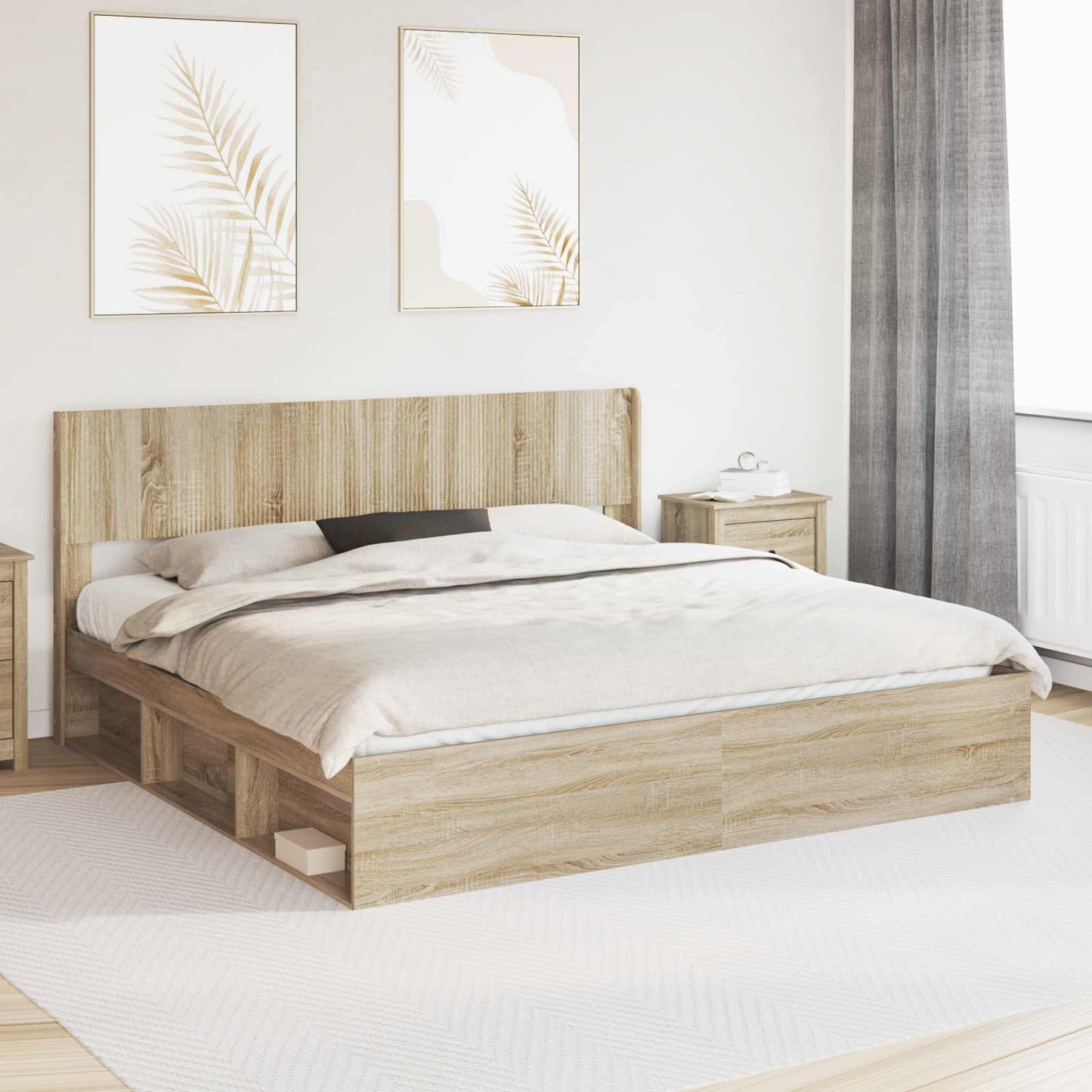 vidaXL Bed Frame with Storage and Headboard 3 pcs Engineered Wood