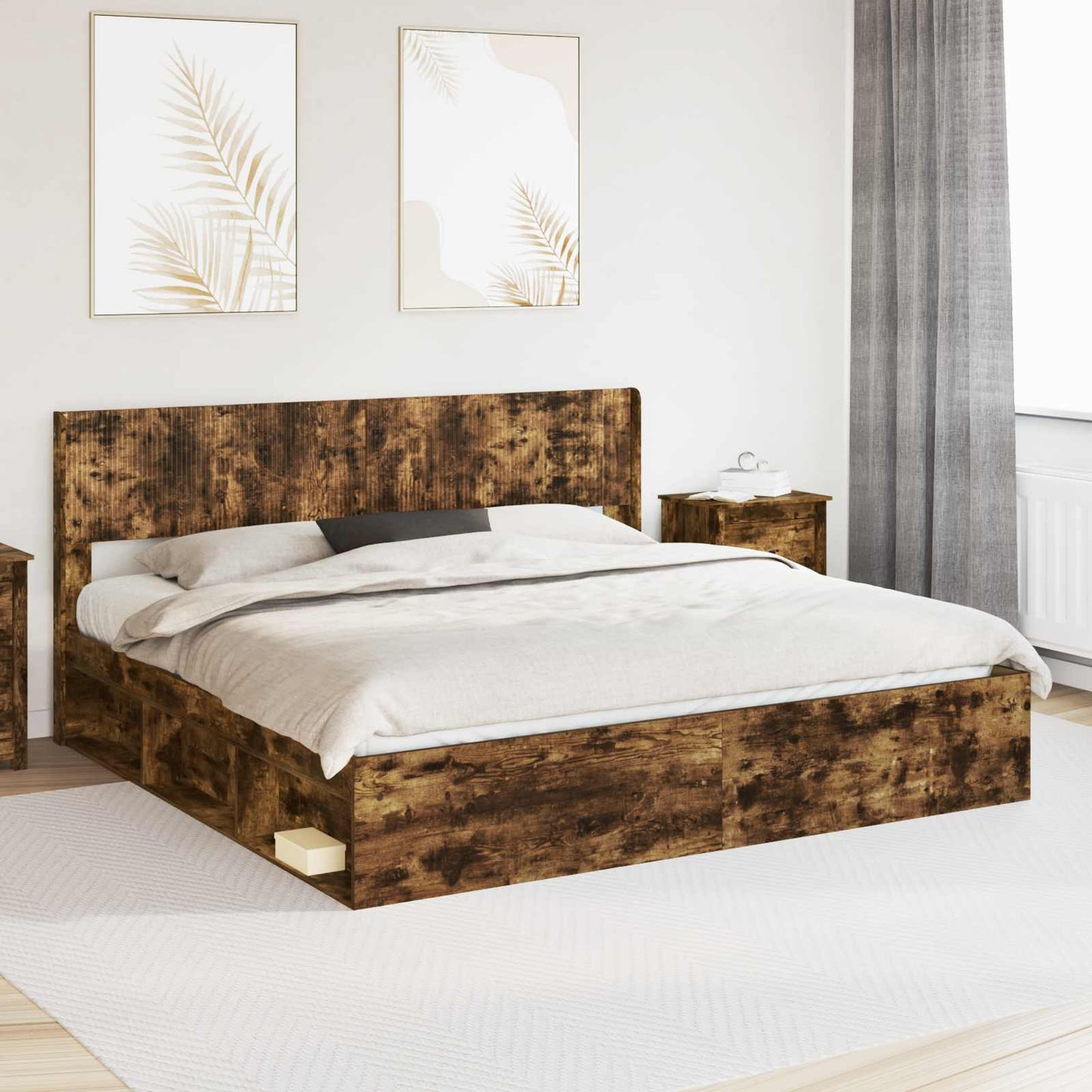vidaXL Bed Frame with Storage and Headboard 2 pcs Engineered Wood