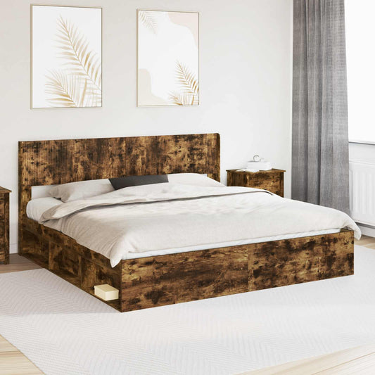 vidaXL Bed Frame with Storage and Headboard 2 pcs Engineered Wood