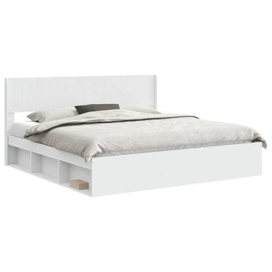 vidaXL Bed Frame with Storage and Headboard White 180 x 200 cm