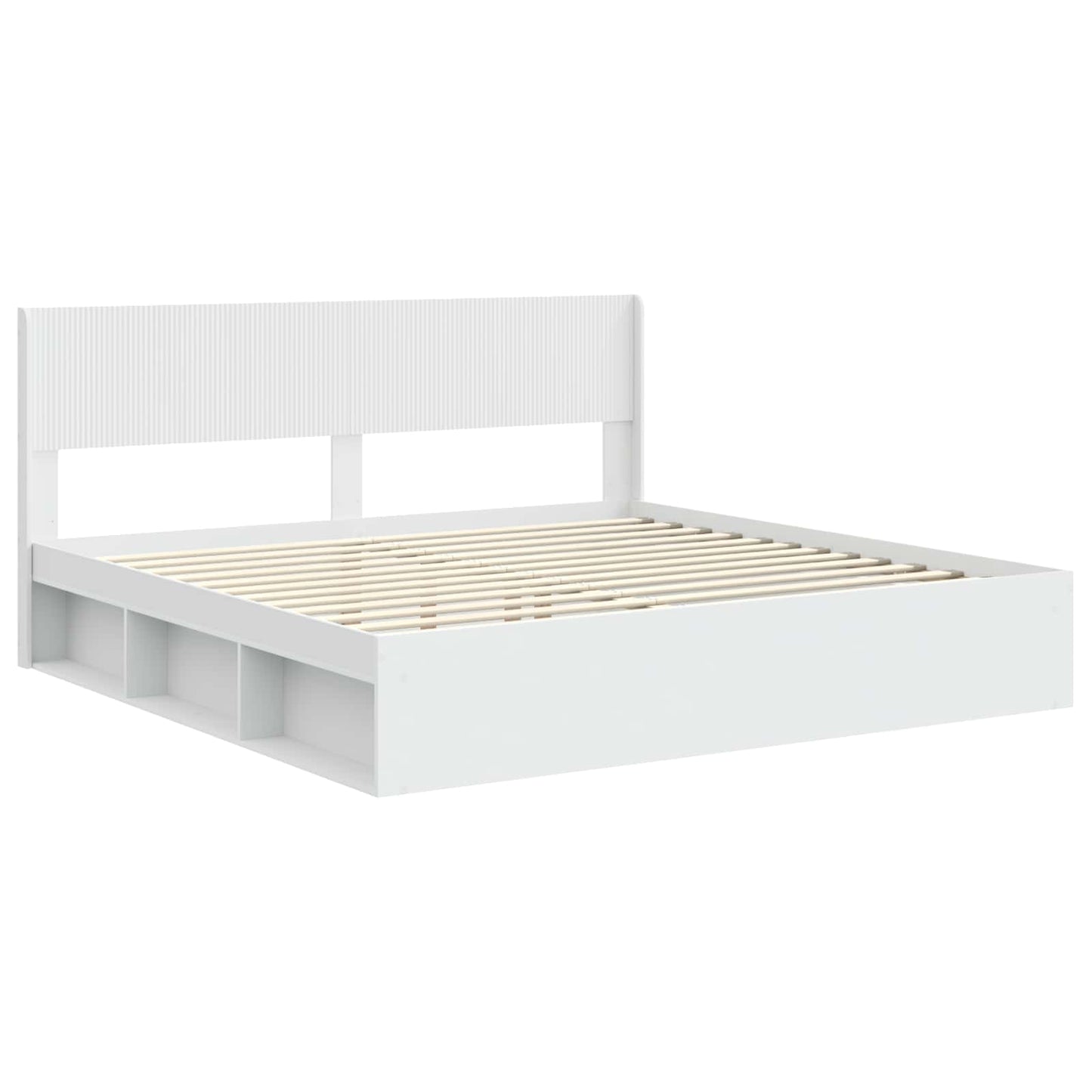 vidaXL Bed Frame with Storage and Headboard White 180 x 200 cm