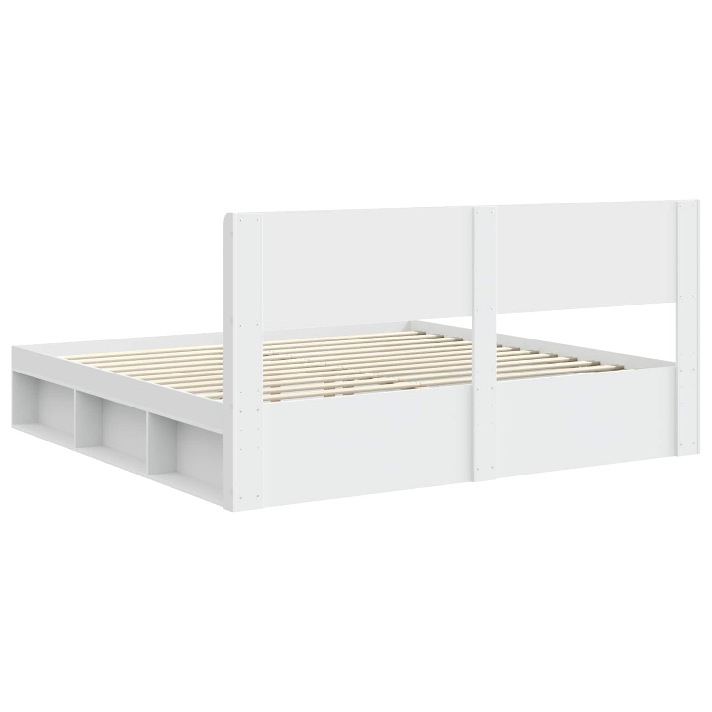 vidaXL Bed Frame with Storage and Headboard White 180 x 200 cm
